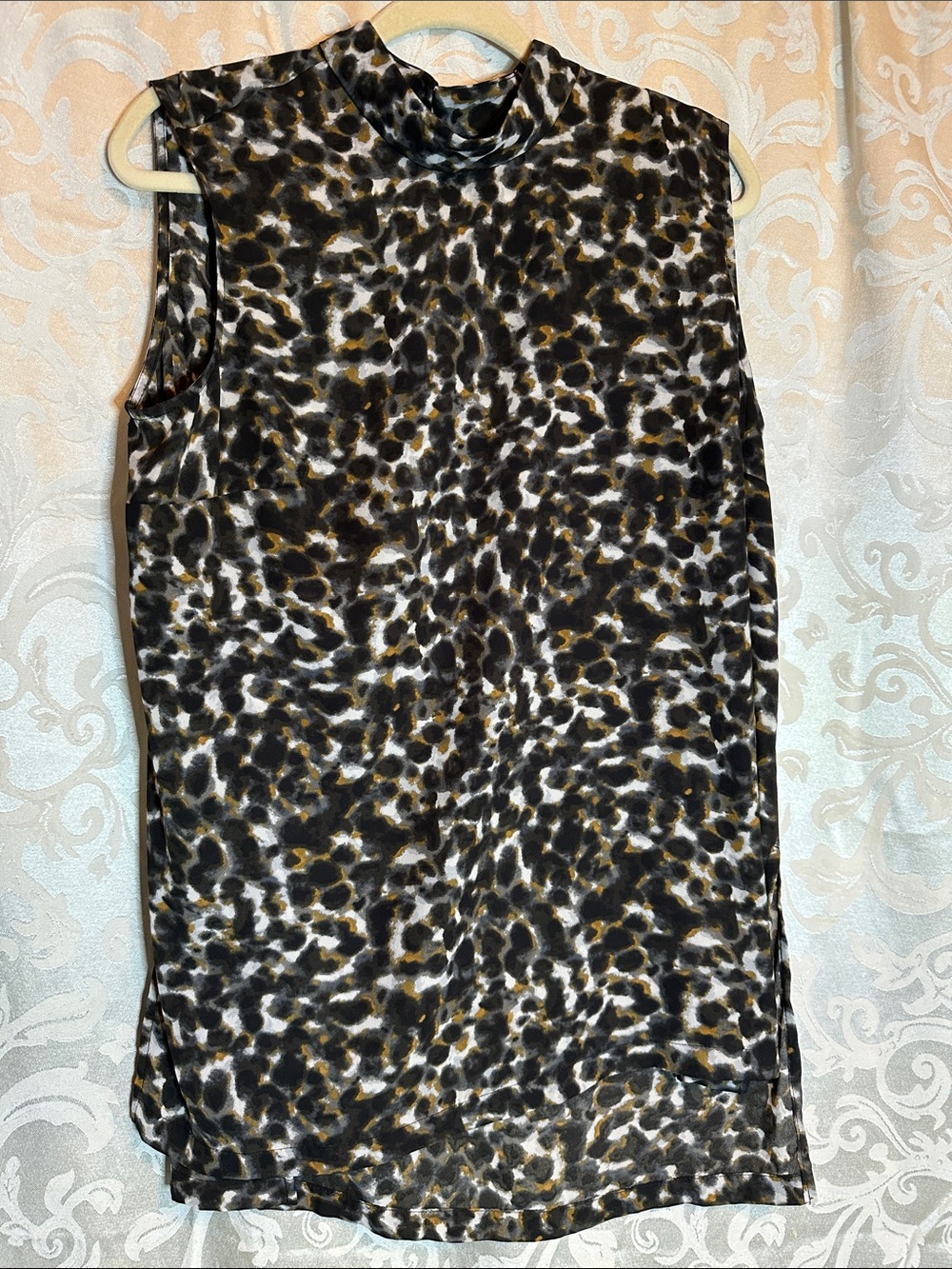 Prologue Leopard Print High-Low Skirt in Black and Brown